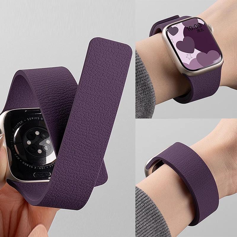Силиконовый браслет Ремешок Магнитный ремешок Для Apple Watch Ultra 2 49мм 44мм 45мм 46мм 42мм 40мм 41мм iWatch Серия 10 9 8 7 6 5