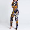 Women's Button-Down Halloween Print Functional Buttoned Flap Adults Jumpsuit