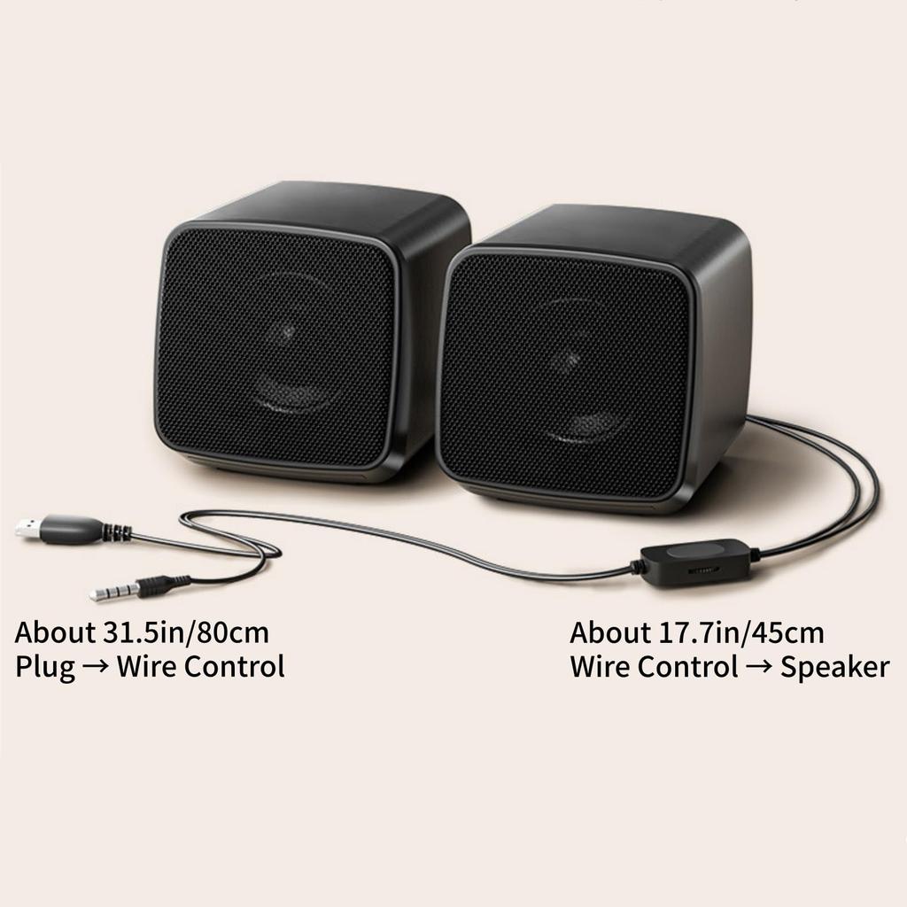 1 Pair of Portable Mini Speakers for Desktops and USB Compact PC Speakers with 3D Surround Sound Laptops, Powered,