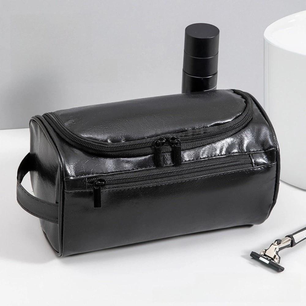Large Capacity Travel Wash Bag PU Leather Hanging Toiletry Bag Cosmetic Makeup Bag Outdoor