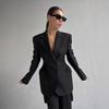 Women's Lapel Long Sleeve Blazer Single Breasted Two Button Waist Cinched Slim Fit Solid Color Elegant Office Commute Suit Jacket