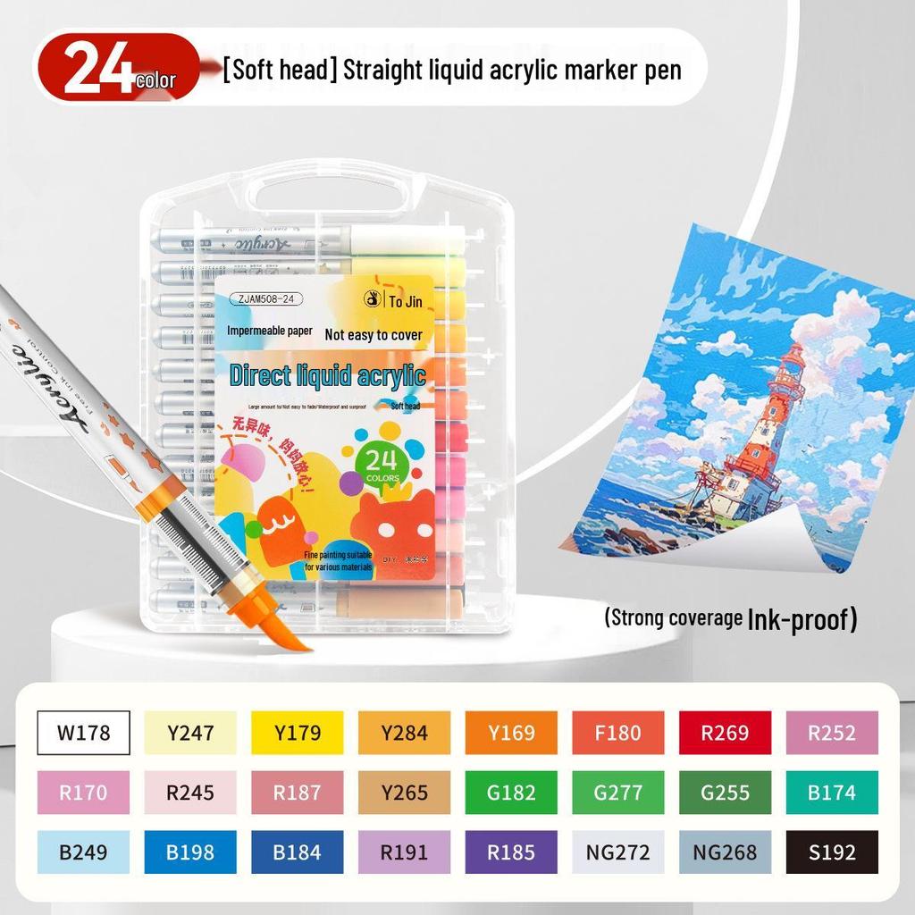 Zhi Jin Liquid Acrylic Marker - Soft Tip, Opaque Watercolor Pen for DIY Graffiti & Elementary School Art.