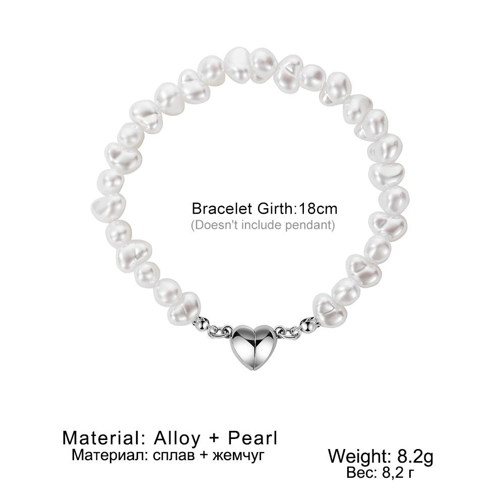 French Retro Pearl Heart Bracelet & Necklace Set