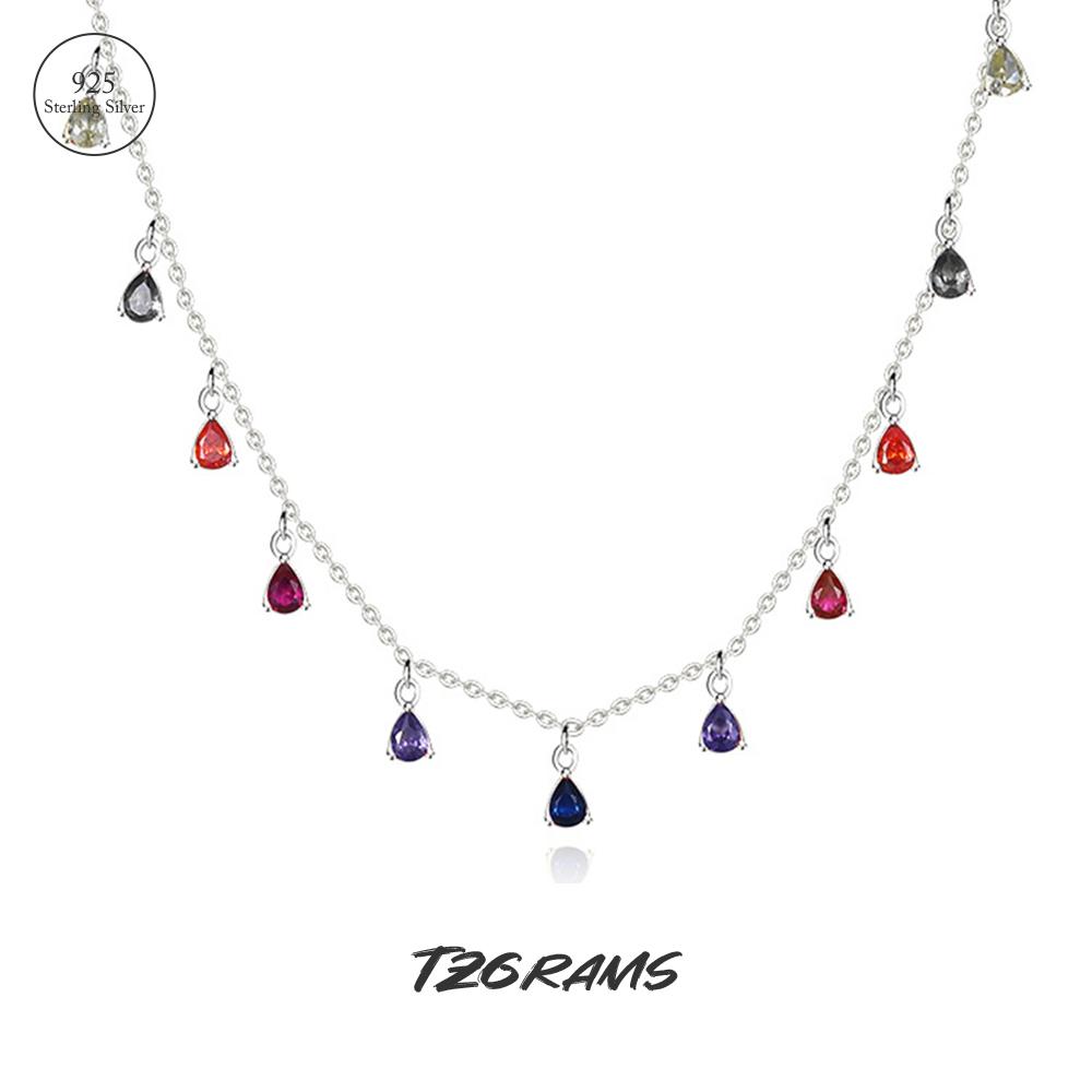 

S925 серебро, богемное ожерелье с радужной кисточкой для женщин, цветное колье с кубическим цирконием, цепочка на ключицу, золотые украшения