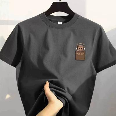 American Style Vintage Fashion Simple Design Print Cotton Unisex T Shirt Oversized Sports Short Sleeve Round Neck Couple Unisex Top