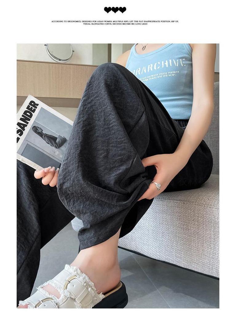 Women’s High-Waist Loose Wide-Leg Summer Pants - Lightweight Acetate Fabric