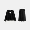 Plus Size Women's Hooded Faux Two-Piece Knit Top & Half Skirt Set, Winter 2025 Casual Chubby MM Fashion.