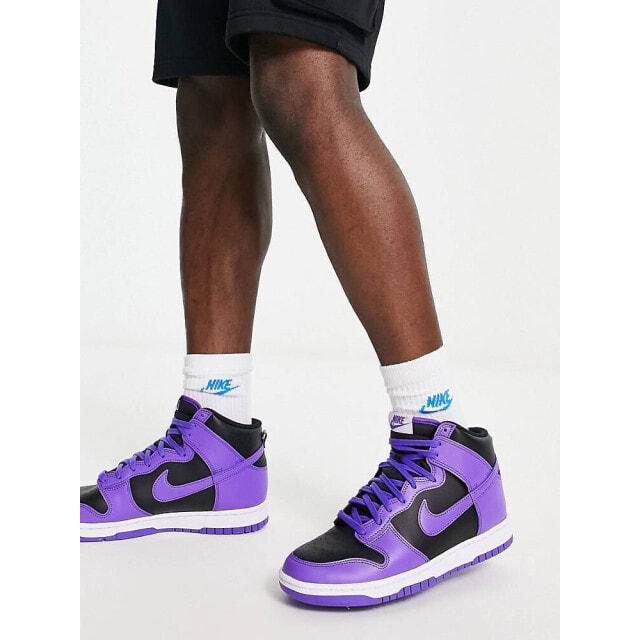 

Ретро-кроссовки Nike Dunk Hi в пастельно-фиолетовых и черных тонах