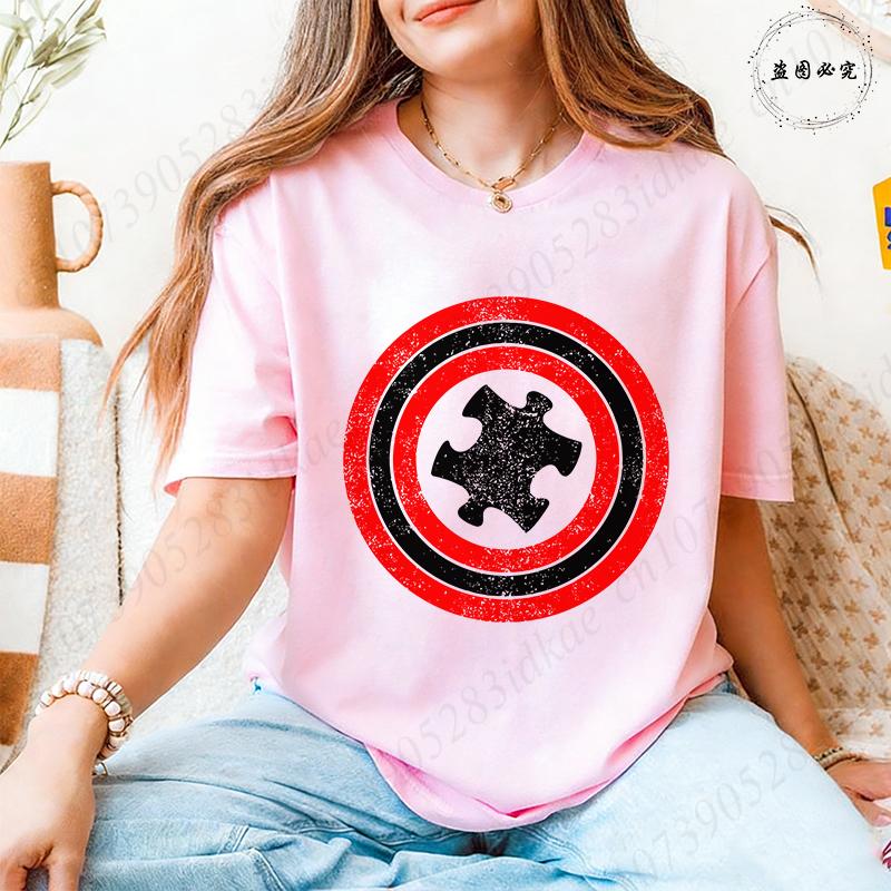 Autismus-Bewusstsein T-Shirts für Unisex: Schild Puzzle-Stück Grafik Kurzarm-Oberteile 2026 Trendige Lässige Mode Tägliche Wear T-Shirts