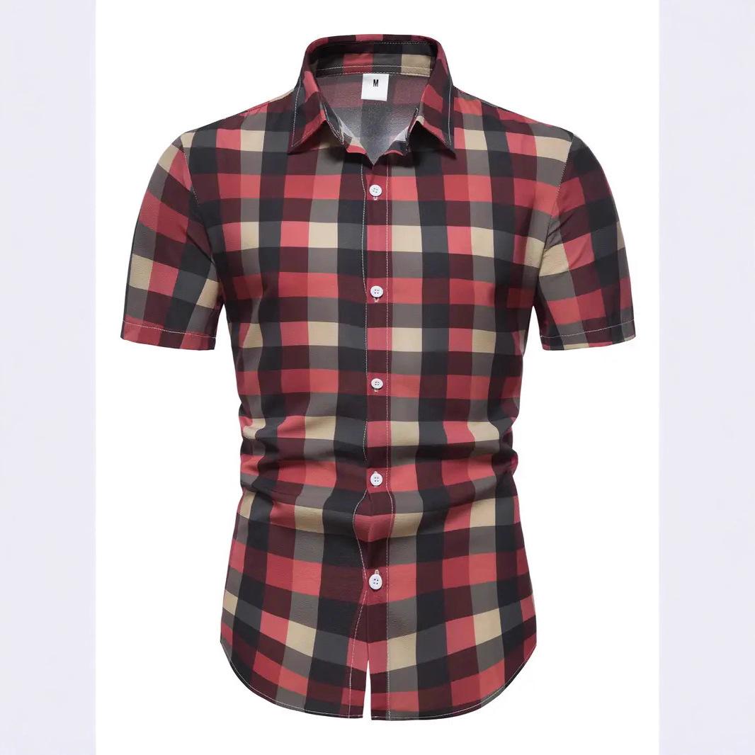 

Men s Geometric 3D Print Short-Sleeve Casual Shirt 2XL