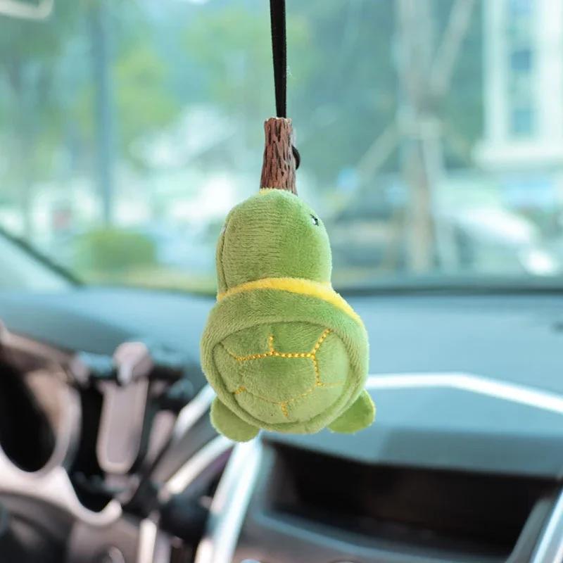 1pc cute car pendants Turtle Panda shape Car Mirrors Accessories Plush resin cartoon tree stump car accessories interior