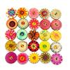 100-Pack Retro Wooden Round Buttons: 15/20/25mm Painted & Printed