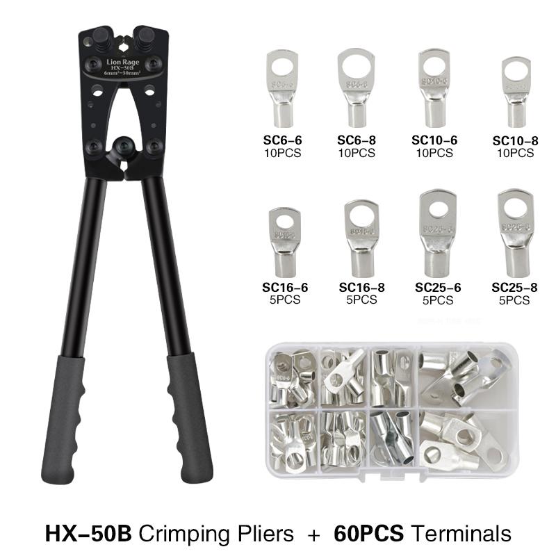 Crimping Pliers Tube Terminal Crimper Hex Crimp Tool Multitool Battery Cable Lug Cable Hand Tools HX-50B 6-50mm² AWG 10-0