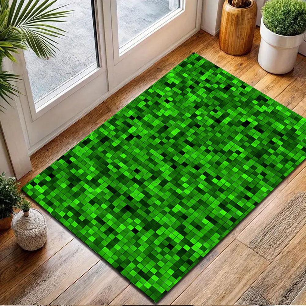 Green Pixelated Pattern Rug Patterned carpet, non slip mat suitable for living room and bedroom sofas
