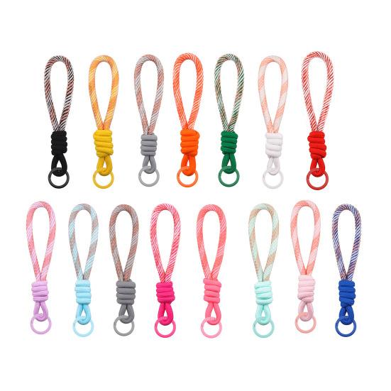 2Pcs Keychain Lanyard Two-Color Design Braided Rope Wrist Strap with Hanging Ring Keys Phone Bag Decor DIY Accessories