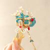 Persimmon Ruyi Xiuhe Tassel Hair Comb Ornament - Ancient Style Hairpin for Updos