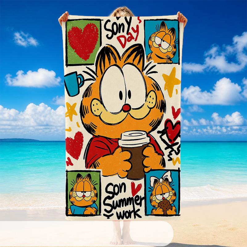 Quick Dry Beach Towel Garfield cartoon Pattern, Lightweight Absorbent Towel for Pool Beach Vacation Use