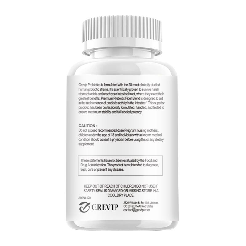 GREVIP Probiotic 60 Billion CFU Capsules 120pcs — Digestive Wellness, 20 Strains, Daily Support