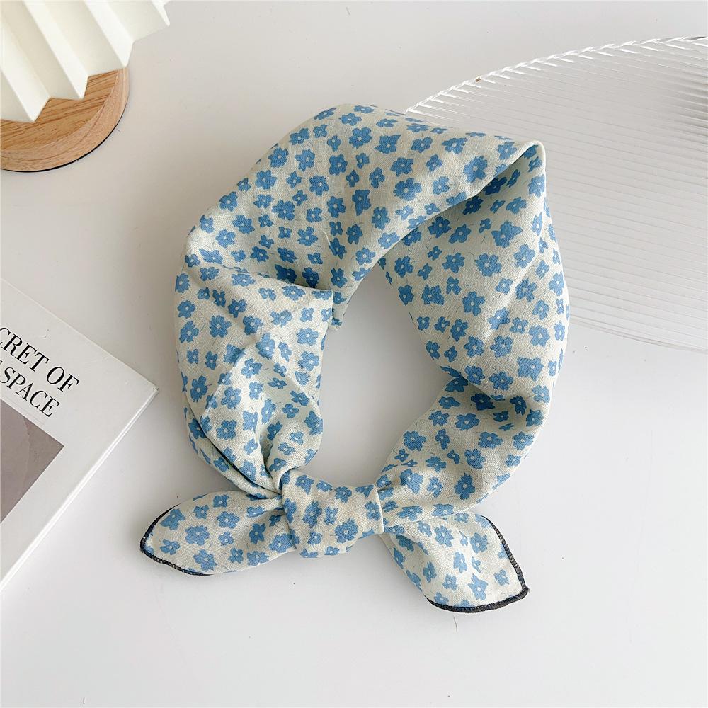 Cotton And Linen Small Square Scarf Silk Scarf Women'S Spring And Autumn New Style Artistic And Versatile Fashionable Temperament Headband Scarf