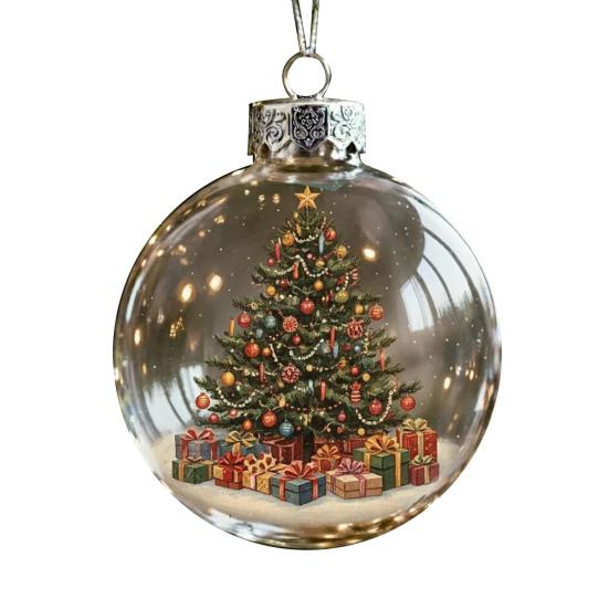 Christmas Ball Ornaments Snow House/Tree/Santa Clear Xmas Ball Hanging Decoration for Holiday Winter Tree Decor