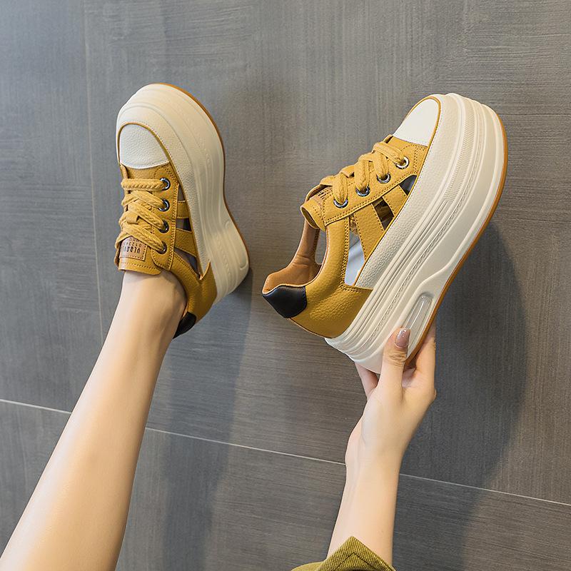 Small Women's Shoes In the Autumn of 2025 New Thick-soled Wedge Heel Muffin Heel Women's Shoes Inner Height Increase Heel Casual Shoes Women's Tide