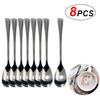 8 Pcs Elegant Handle Coffee Spoon Stainless Steel Cutlery Set Cake Spoon for Home Bar Cafe Mirror Polishing Dessert Spoons Set