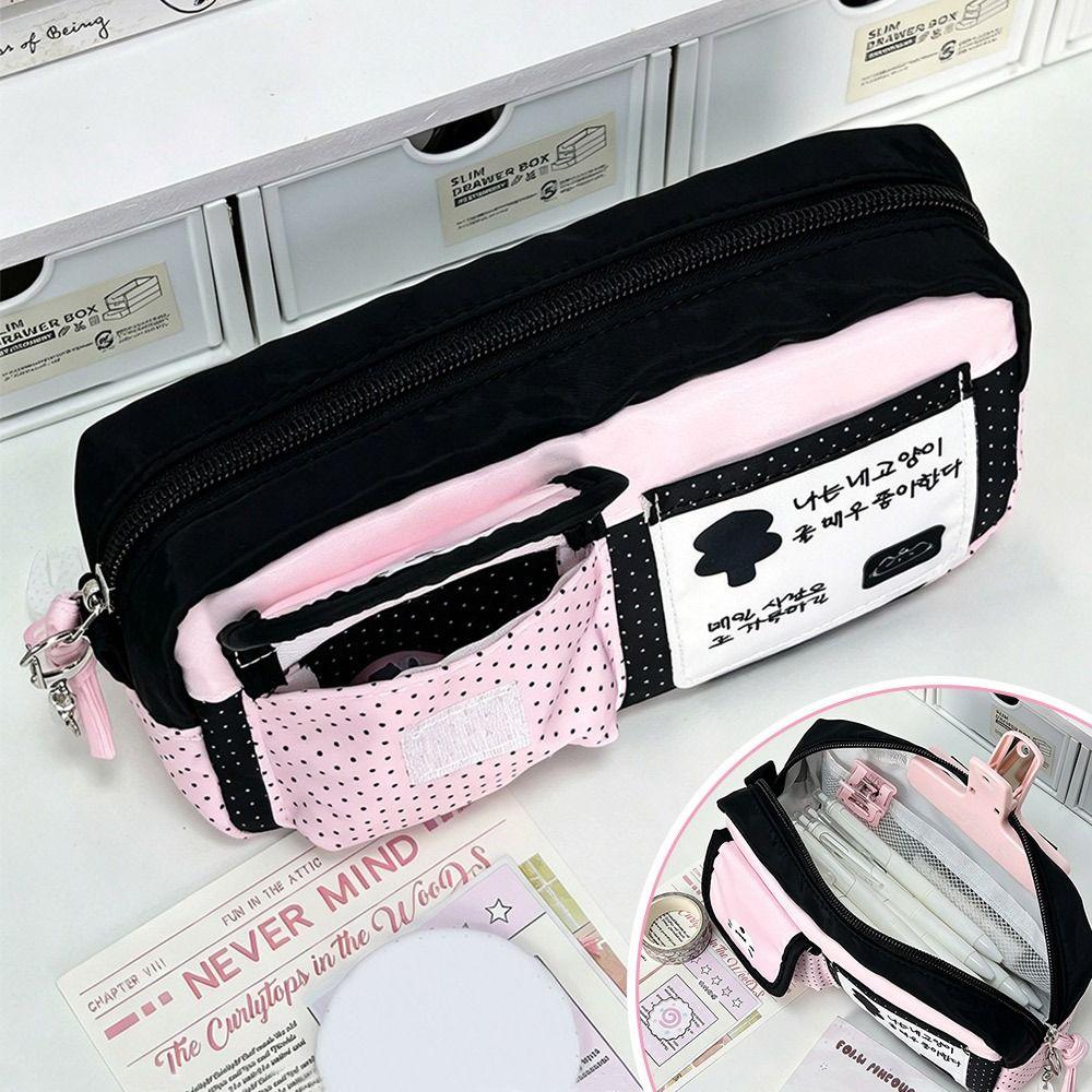 Polka Dot Design Pen Bag Large Capacity Stationery Bag Pencil Pouch  School Supplies
