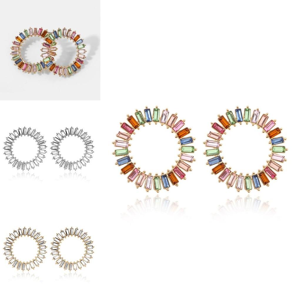 Elegant Round Alloy Crystal Earrings Perfect For Weddings And Celebrations