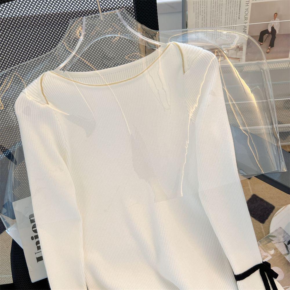 2025 Women's Lace-Up Bell Sleeve Knit Top: Age-Reducing Slim Fit for Autumn/Winter