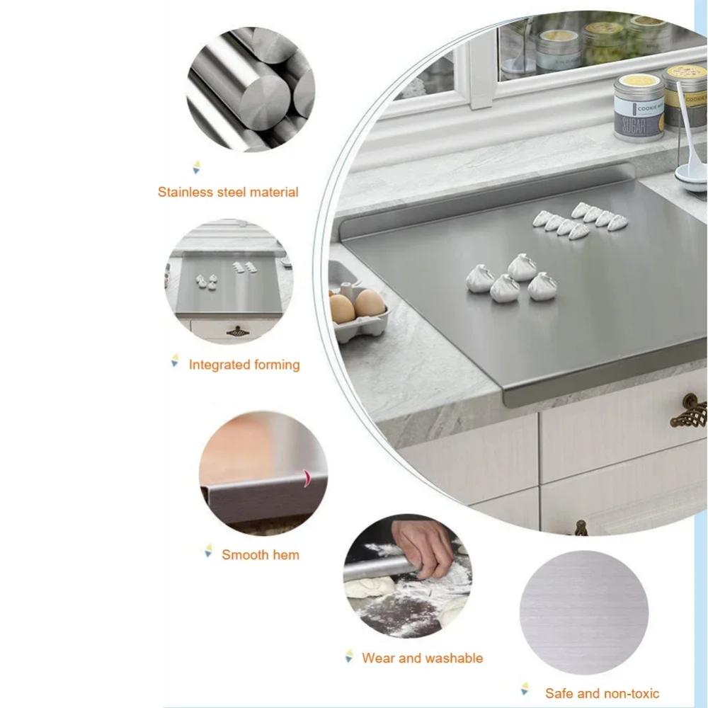 Large Size Household Stainless Steel Chopping Board Double Panel Multifunctional Pastry Baking Board Chopping Board Kitchenware