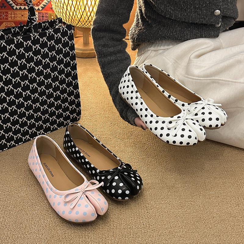 Flache Tabi Ninja Sommerschuhe mit Schleife Zehenschuhe Hufschuhe Damen Damen Bequeme Mokassins mit geteilter Zehe Loafer