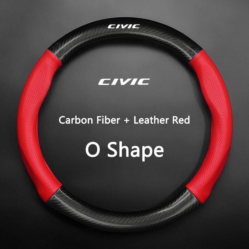 38cm Round Car Steering Wheel Cover Carbon Fiber PU Leather Non-slip Case For Honda Civic FIT CRV Accord Jazz Pilot HRV Passport