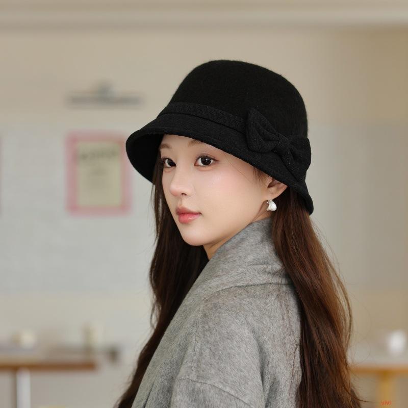 Elderly Hat Female Autumn and Winter Versatile Basin Hat Elegant Mother Wool Top Hat In the Elderly Fashion Warm Bucket Hat