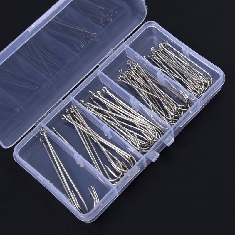 70 Stück Widerhaken Angelhaken Langer Schenkel Angelhaken Salzwasser Angelzubehör Mehrere Größen Metallhaken