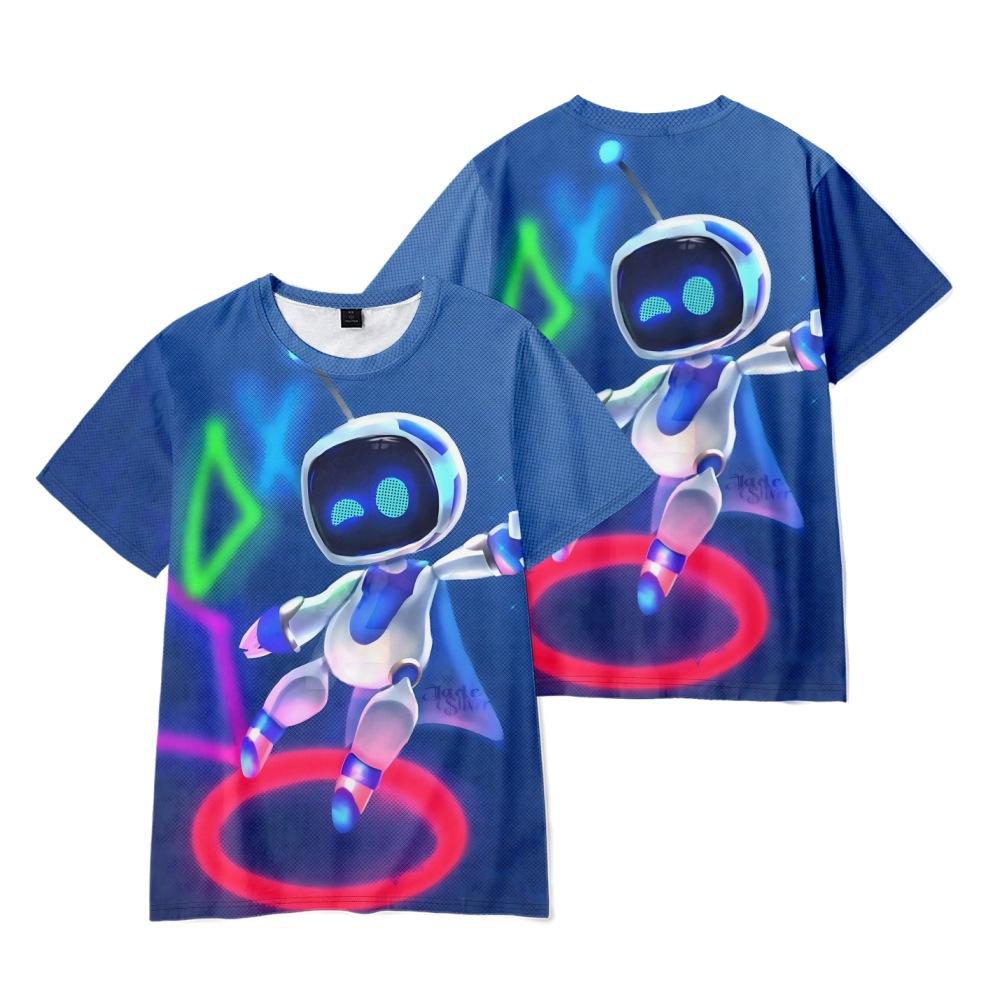 Astro Bot Anime Women Men's T-shirts Cartoon Printed O-Neck Oversized Short Sleeves Fashion Mens Clothing Streetwear