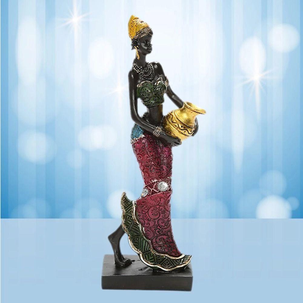 Vintage Art Design Cabinet Decor Desktop Ornament Resin Crafts Tribal Lady Figurines African Statue