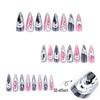 European & American Long Pointed 3D Silver Smudged Fake Nails - Popular Cross-Border Nail Art
