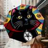 Black Cat with Pentagram Necklace Pop Art Print Umbrella - Auto Open/Closed, Outdoor Travel Accessory, Lightweight and Durable 056