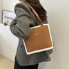 Winter contrasting color matte plush bag women's new trendy portable bucket bag personalized shoulder vegetable basket bag