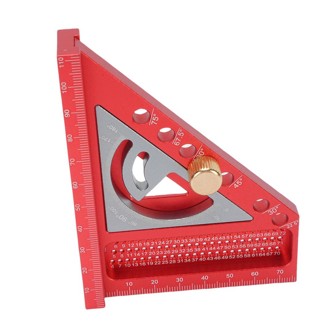 3D Multi Angle Measuring Ruler 0 180 Degree Protractor Aluminum Alloy Anodized Drawing Line Ruler Carpenter Square Red