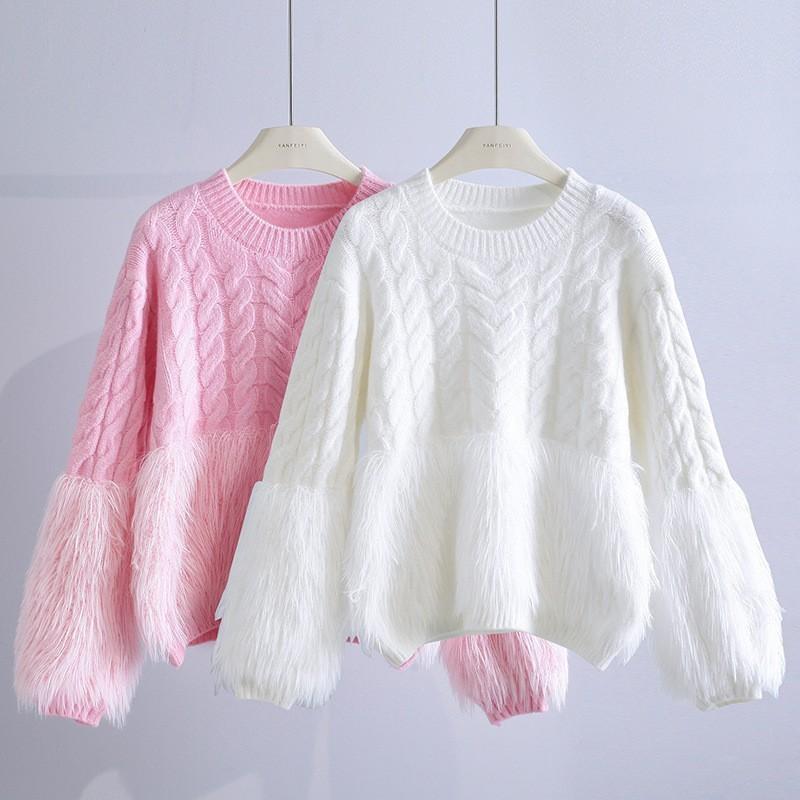 Gentle Wind Soft Waxy Round Neck Twist Sweater Women's Autumn and Winter Design Sense Fashionable Solid Color Long Hair Imitation Mink Sweater