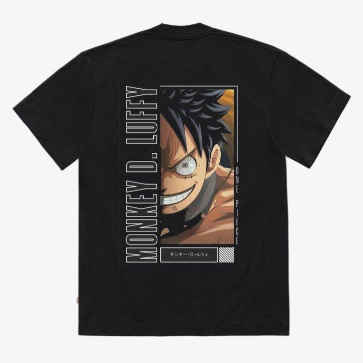 

Summer 2026 One Piece Luffy Half Face Resolute Trend Theme 100 Cotton Printed Loose Tshirt Male and Female Parentchild Top S