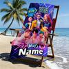 Custom Name Personalized KPop Demon Hunters Print Beach Towel, for Trip Camping Beach Party Home Decor, Birthday Gift for Family & Friends