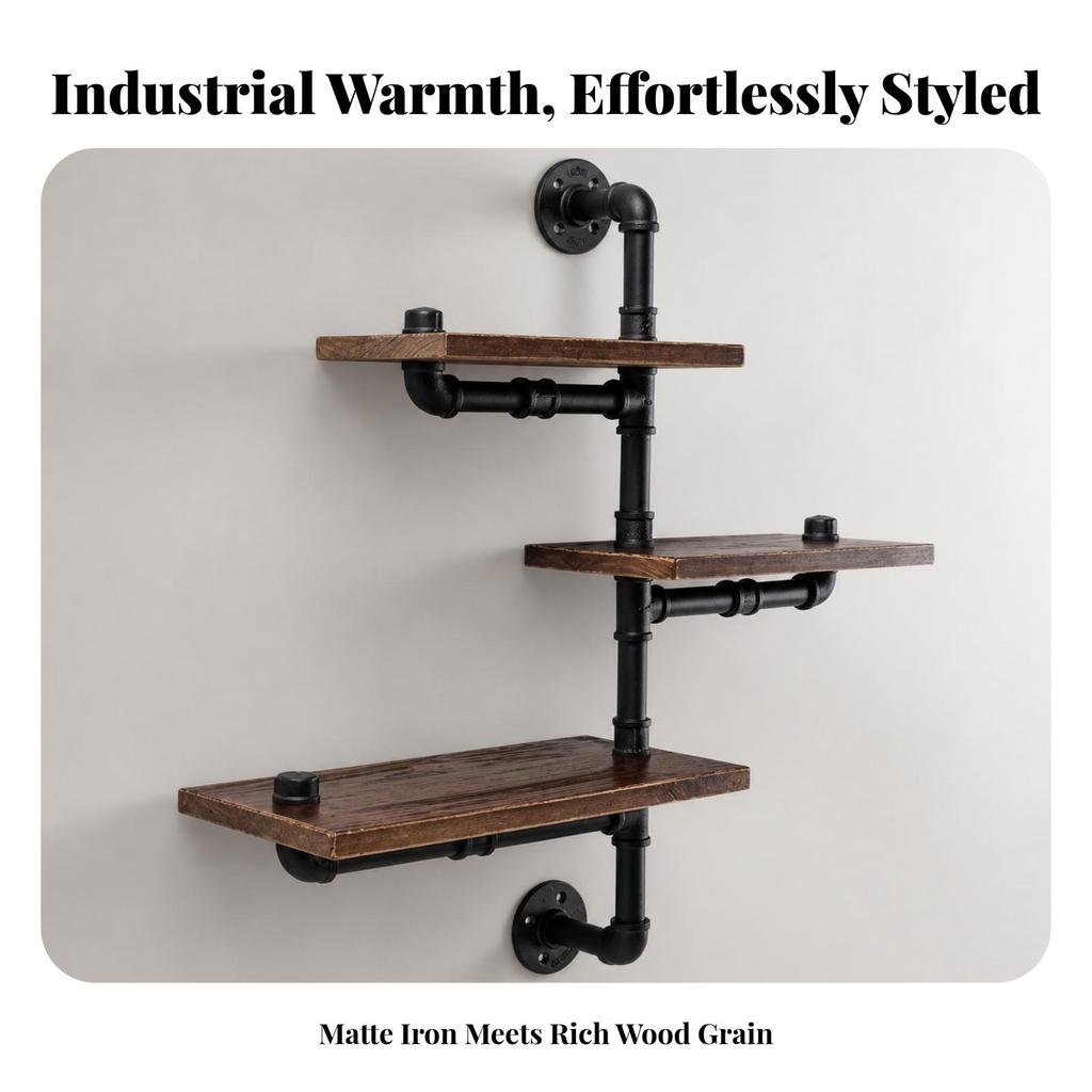 Multi-Functional Industrial Shelf Vintage, Wall-Mounted Shelving Unit, for Cafe