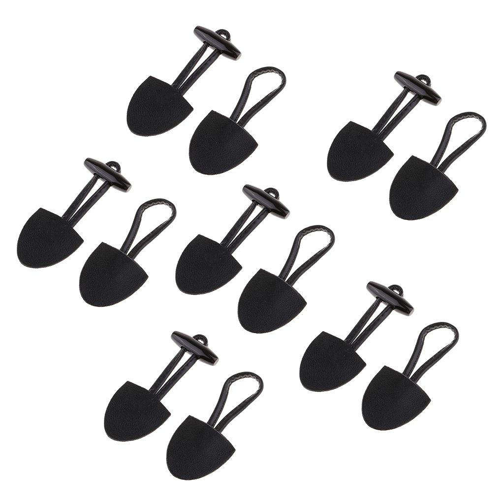 6 Pairs Classical Black Leather Horn Toggle Buttons Closures Coat Jacket Duffle Sweater Sewing Fasteners For Overcoat
