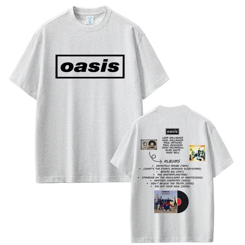 O-Oasis Koszulka Koszulki Brytyjskiego Zespołu Rockowego Męskie Damskie Casualowe Oversize'owe Koszulki Męskie Wysokiej Jakości Bawełniane Koszulki z Krótkim Rękawem