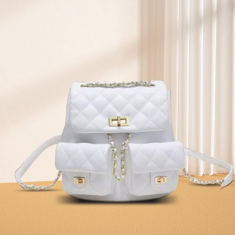 Nuovo zaino a catena in pelle stile Xiaoxiangfeng con rombi in caviale, zaino piccolo alla moda in pelle di mucca, alla moda