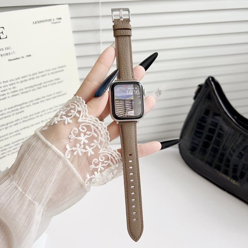 Curea compatibilă din piele pentru Apple Watch S10 - Model litchi, iWatch 9876, SE, Ultra