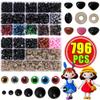 796-100PCS DIY Craft Eyes Noses Sets Eyeball Doll Accessories Plastic Colorful Safety Eyes Noses For Doll Craft DIY Making Tools