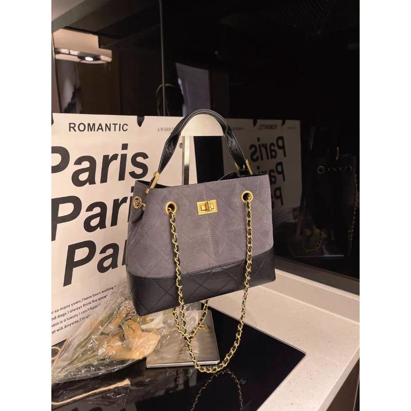 Retro-Textur Kontrastierender Wildleder-Beutel für Damen, Neue Achseltasche, Vielseitige Beuteltasche, Einzelne Schulterhandtasche